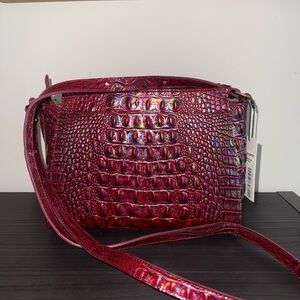 Brahmin Iridescent Red Croc-Embossed Crossbody Bag NWT